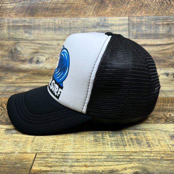 Pray For Surf Mens Trucker Hat Black Snapback 1950s Throwback Logo Baseball Cap - Picture 4 of 8